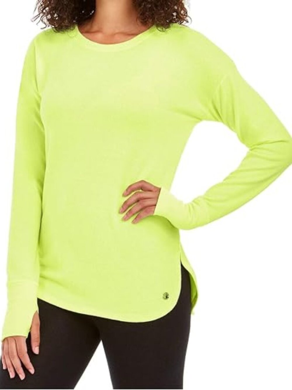 Ideology Womens Activewear Plus Size Long Sleeve Thumbholes T-Shirt